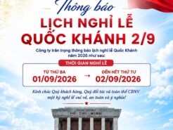THÔNG BÁO LỊCH NGHỈ LỄ QUỐC KHÁNH NĂM 2026